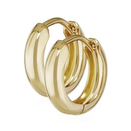 NKlaus Pair of Earrings Gold – Yellow Gold 333 Hoop Earrings – Hinged Hoop Earrings Shiny – 12.2 x 3.2 mm – Jewellery Women and Girls – Highly Polished Round – 4736, Yellow Gold, No Gemstone