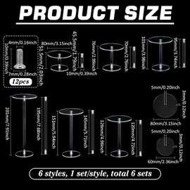 FINGERINSPIRE 6Pcs Flying Miniatures Acrylic Display Stand 6 Sizes Flying Miniatures Combat Riser Round Clear Flight Acrylic Stands for Tabletop RPG Board Miniatures Small Figures Flight Display