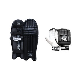 Whitedot Dot 2.1 Leather Cricket Batting Pad with Gloves, Mens, Right Hand, Black