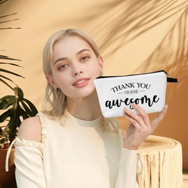 MoCaliduccious Inspirational Encouraging Appreciated Makeup Cosmetic Bag Travel Pouch Gift Positive Inspirational Quotes Thank You for Being Awesome Makeup Bags Uplifting Encouragement Gifts for Women