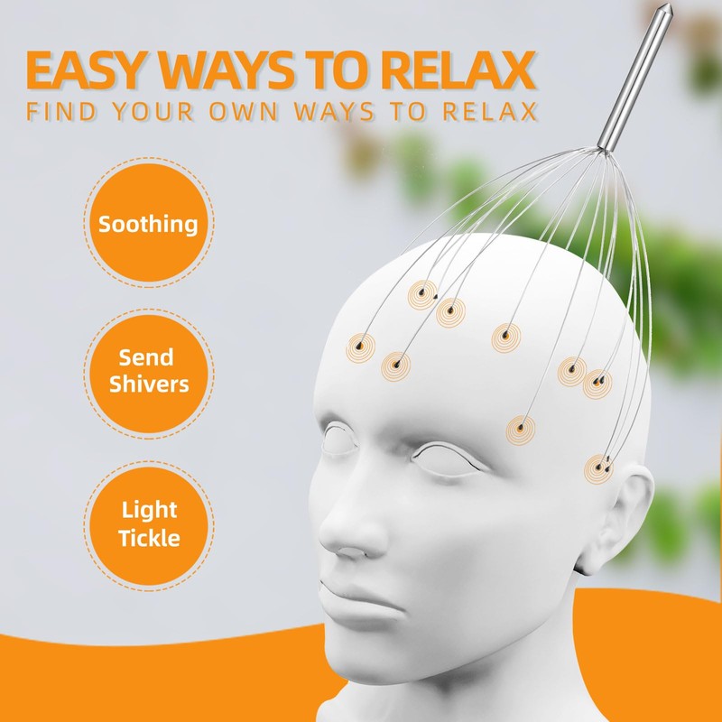 YEZY Head Massager 20 Fingers Head Scratcher Scalp Massager, Back