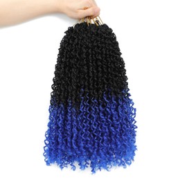Yanky Twist Crochet Hair - 16 Inch 10 Packs Yanky Passion Twist Hair Bohemian Yanky Twists Crochet Hair Pre Looped Pre-twisted Fluffy Mini Twist Crochet Hair Crochet Braiding Hair (1B/Blue)