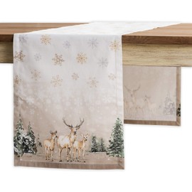 Maison d' Hermine Deer In The Woods 100% Cotton Table Runner Farmhouse Tabletop Cover for Home Kitchen Dining Décor Parties Family Dinners Wedding Thanksgiving/Christmas (37cm x 180cm)