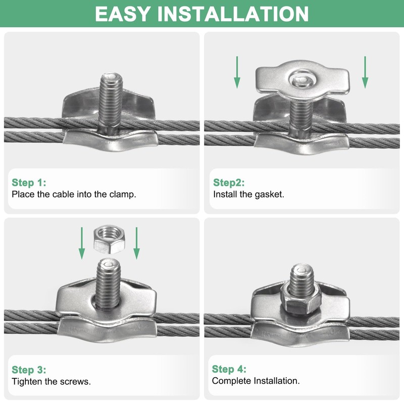 M METERXITY 12-Pack M3 Wire Rope Clips Simplex Single Bolt