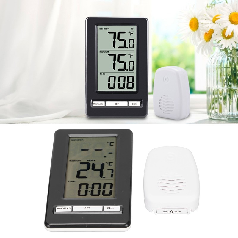 Wireless Electronic Thermometer Indoor Outdoor Home Digital Weather Station Clock