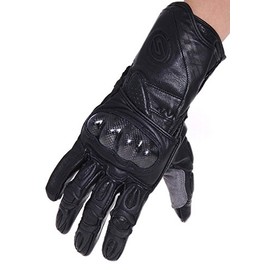 Seibertron SP2 SP-2 Genuine Leather Gloves Sports Gloves Carbon Knuckle Protector Leather Gloves (Black, S)