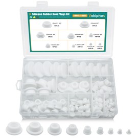 110PCS Silicone Rubber Plugs for Round Holes Assorted Sizes T-Shape Rubber Stoppers Hole Plug Bathtub Jet Covers (White)