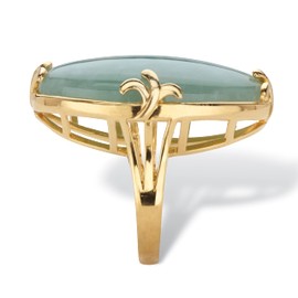 PalmBeach 18k Yellow Gold Plated Oval Shaped Genuine Black Agate Green Jade or Rose Quartz Ring Size 9