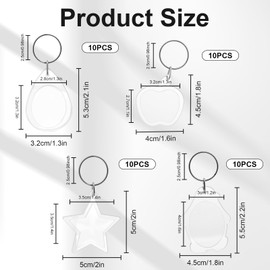 CYZBL 40PCS Transparent Blank Acrylic Plastic Photo Keyring – Small Picture Frame Keychains for Women, Family, Friends - Clear Plastic Keyrings for Pets Double - Sided Photos