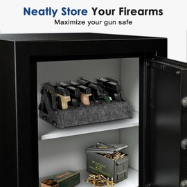 QUEENLINK Pistol Rack for Gun Safe, Handgun Rack Pistol Stand Holder, Gun Storage Organizer, Soft Felt, Scratch Resistance, Anti-Slip Gun Cabinet Accessories, 6 Slots