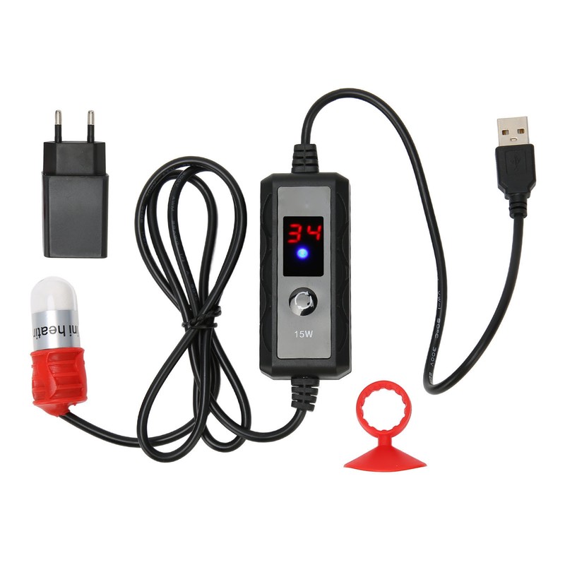 Mini Fish Tank Heater Adjustable 15W Betta Heater Small Aquarium