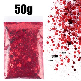 BETESSIN 50 g Glitter for Crafts, Red Glitter Powder, Sequins, Glitter Powder, Crafts, Glitter Powder for Nails, Face, Makeup, Card Crafts, Nail Art