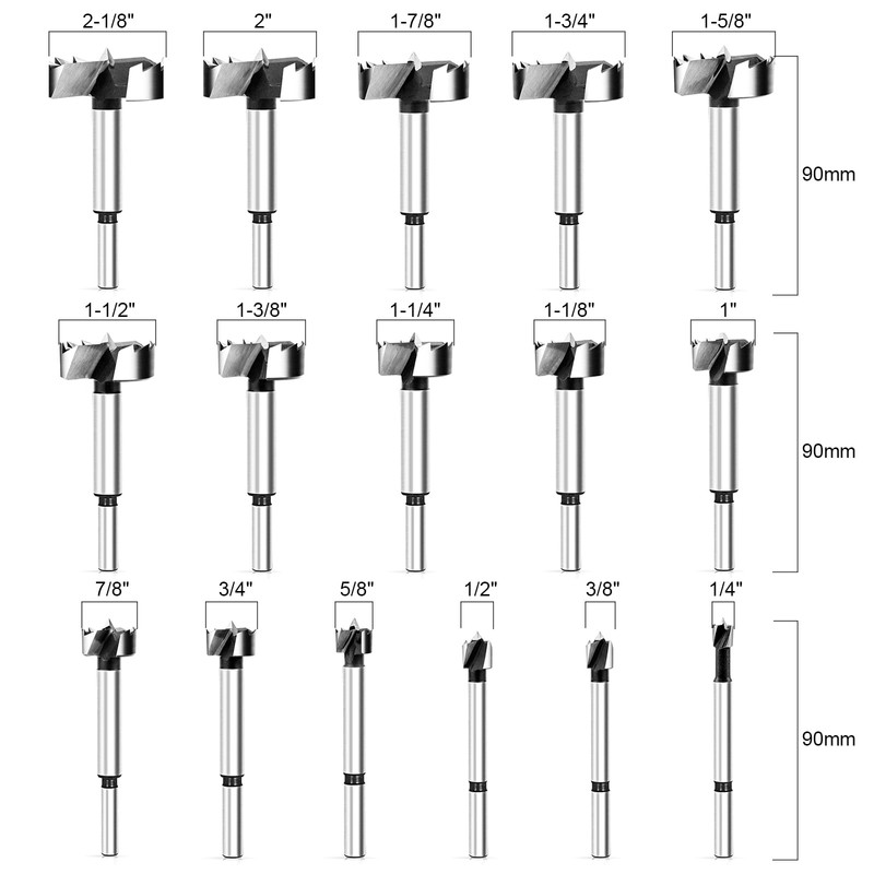 HPHOPE Forstner Bit Set 16Pcs - Forstner Bits for Wood,