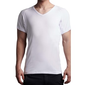 Camisetas a prueba de sudor con almohadillas para orejas para el sudor, micro modal, cuello en V profundo, ultra suaves, Blanco, Small