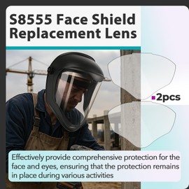 2 Pcs S8555 Face Shield Replacement Lens, Anti-Fog S8555 Fits for Honeywell/Uvex S8500/S8510 Face Shield, Protective Safety Visor Replacement, with Clear Polycarbonate