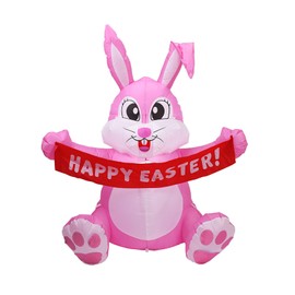 Lighted Inflatable Easter Bunny Easter Blow Up Rabbit with Built in LEDs Perfect Outdoor Holiday Decorations for Patio Yard Party