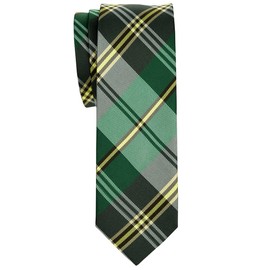 Retreez Elegant Plaid Check Woven Microfiber 2" Skinny Tie - Green