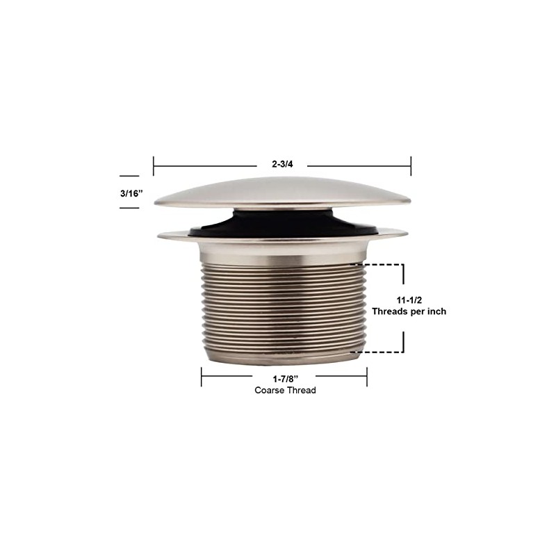 Westbrass D398R-50 1-1/2" NPSM Coarse Thread Mushroom Tip-Toe Bathtub Stopper