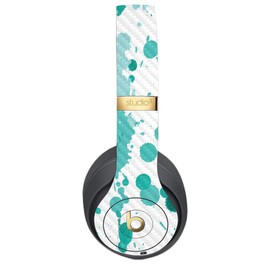 MightySkins Carbon Fiber Skin for Beats Studio 3 Wireless - Teal Splatter | Protective, Durable Textured Carbon Fiber Finish | Easy to Apply, Remove, and Change Styles | Made in The USA