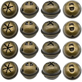 Maydahui 20 Bells Craft Bells Vintage Bell Bronze Jingle Bell Star Snowflake Design Pet Bell Christmas Bell Mini Bell Antique Decorative Brass Bells Craft Decoration Bell Cute Ornament Small Handmade Handmade Craft DIY Bell Christmas Bell Decoration Craf