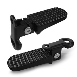 RainFlowwer 1 Pair Foot Pegs, 11x4cm Aluminium Alloy Anti-Skid Folding Foot Rest Stunt Pegs Rear Feet Pedals for Mountain Bike E-Bike Motorcycle, Black
