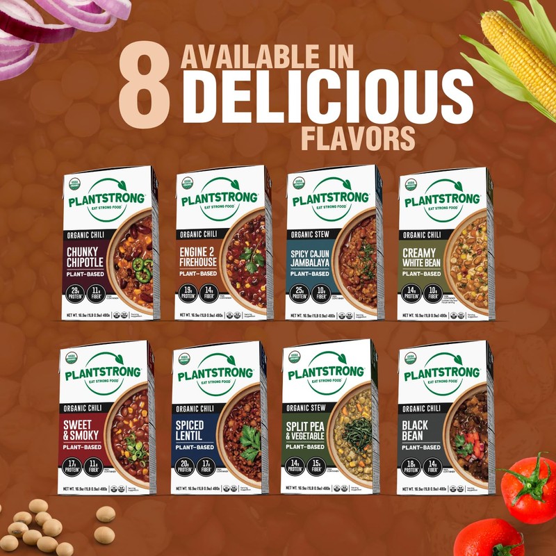 PLANTSTRONG Engine 2 Firehouse Chili Soup - Organic, Plant-Based, Non-GMO,