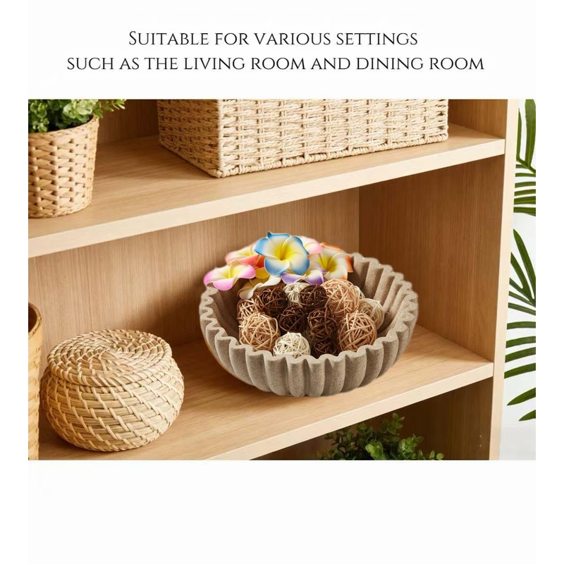 Ruffle Decor Large Decorative Bowl,fruit bowl kitchen stone bowl,bowl decor,Trendy