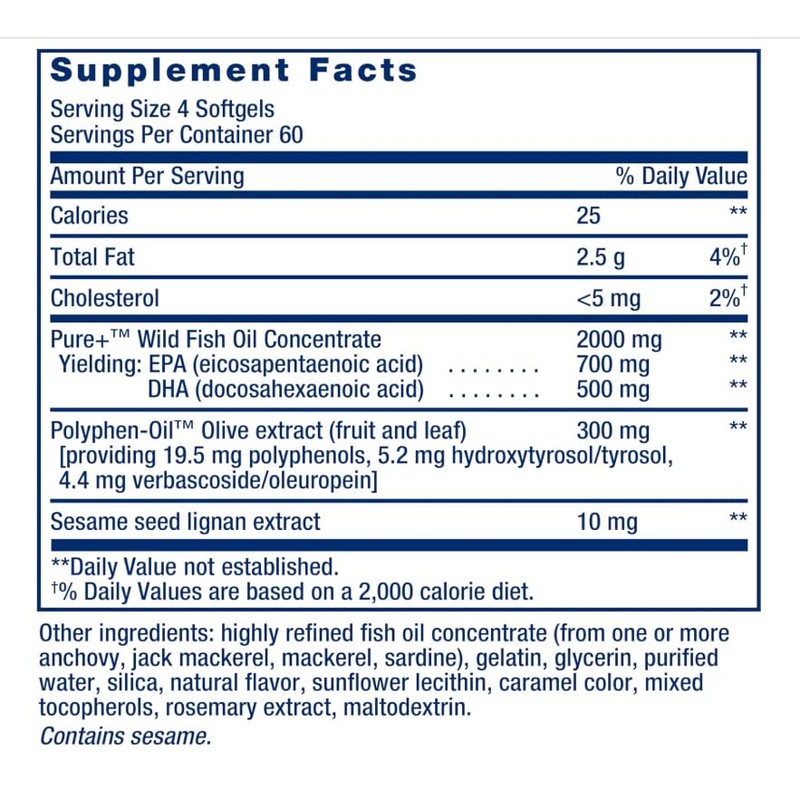 Super Omega-3 EPA/DHA Fish Oil, for General Wellness, Gluten-Free, Non-GMO,