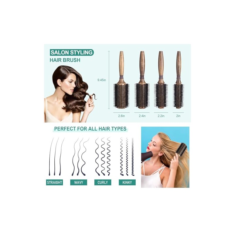 Cepillo de pelo redondo para mujeres u hombres, de secado