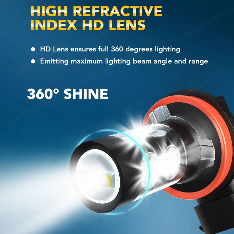 SHENKENUO 4pc LED Headlight High Low Fog Light Bulbs Combo