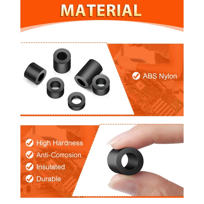 Pack of 50 Spacer Sleeves M6, Jeboler ABS Spacers, Plastic,
