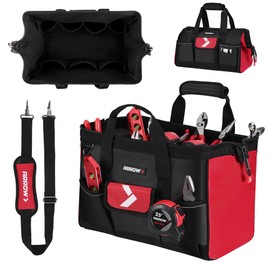 ARROW 16" Tool Bag Organizer with Anti-Slip Feet, Tool Bags for Men Heavy Duty, Wide Open Mouth, Large Capacity with 13 Pockets, Portable Toolbag for Electrician Mechanic Plumber HVAC