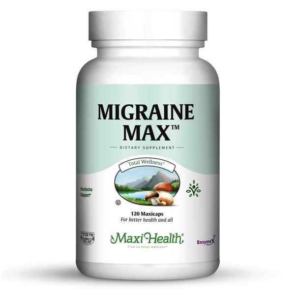Migraine Max by Maxi-Health | Powerful Migraine Relief | 100% Natural | 120 Easy-To-Swallow Capsules Kosher-Certified