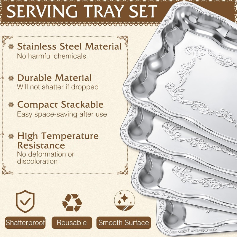 FoldTier 12 Pack Serving Trays Set for Party, Butterfly Floral
