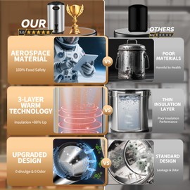 Insulated Beverage Dispenser 2 Gallon, Stainless Steel Hot Drink Dispenser with Stand, Thermal Hot Water Dispenser for Parties, Hot Water Urn for Coffee Chocolate Tea, Black, 2 Pack