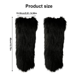 XIHIRCD Women's Fluffy Leg Warmers, 40 cm, Soft Furry Fluffy Long Boot Cuff Covers, Winter Leg Warmers, Faux Fur Boot Covers for Holiday Party Costumes, Clothing Accessories, black