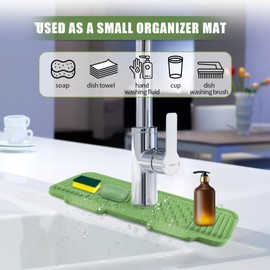 Spritzschutz für Küchenspüle, 43,2 x 15 cm, Silikon-Spritzschutz, Wasserhahn-Ablaufmatte für Küche, Bad und Theke, Spritztrocknung, Arbeitsplatte, Spülbeckenschutz, saugfähige Matte (Grün 2)