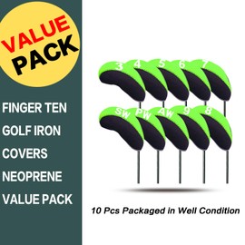 Golf Club Covers Set for Irons Neoprene Iron Head Cover Club Protector 11Pcs with/Without Top Window for Men Women (Green(Without Top Window))