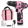 WORKPRO 12V Pink Cordless Drill Driver Set Electric Screwdriver Driver