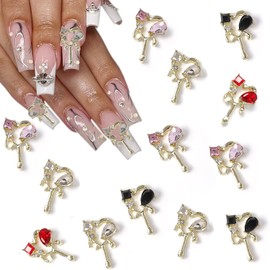 16 Pcs 3D Alloy Heart Nail Charms Rhinestones for Acrylic Nails Droplets Lava Heart Shape Nail Art Gems Supplies Irregular Molten Metallic Love Nail Jewelry DIY Manicure Accessories for Women Girls