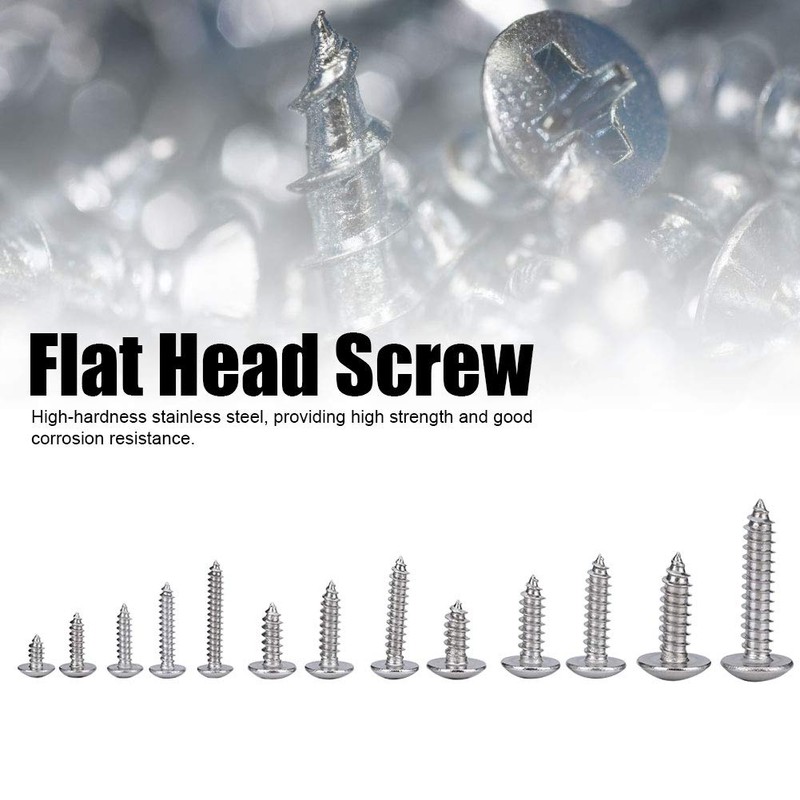 180pcs M3 M4 M5 M6 Stainless Steel Flat Head Self