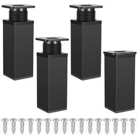 Adjustable Height Table Legs 0-20mm, 4 Aluminum Alloy Feet for Kitchen Sofa Furniture Cabinet Bed (10CM Black)
