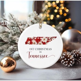 JohnPartners993 1st Christmas in Tennessee Ornament - New Home Gift - Moving Present Printed on Both Sides