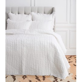 ELISABETH YORK 90" x 92" Anika Dove Full/Queen Cotton Bedspread Quilt All Seasons Spring Summer Reversible Lightweight Handstitched Pre-Wash Pre-Shrunk Bedding Bed Bedroom Decor Decoration Full/Queen