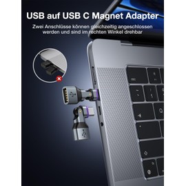 AUFU USB to USB C Magnetic Adapter Pack of 2, OTG Adapter USBC 2.0, 16PIN 18W OTG Type C Magnetic for Phone 16 15 Pro Max, MacBook Pro, Galaxy S25 and Type C Devices