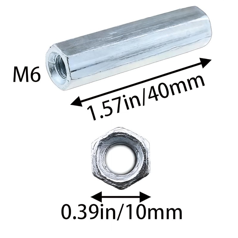5pcs M6×40 Long Rod Nut, Hex Coupling Nut, M6*40 Zinc-Plated
