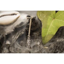 Windalf Witch Jewellery Silver Pendant BROOMY 3.8 cm Witch Broom 925 Sterling Silver, Fabric