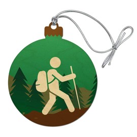 GRAPHICS & MORE Hiker Hiking Symbol Mountain Nature Wood Christmas Tree Holiday Ornament