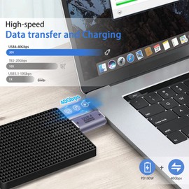 Duttek 40Gbps USB Type C Male Adapter, USB4 Type C Converter Adapter, USB-C Converter Adapter Supports 8k@60HZ and 100W 5A Fast Charge, Compatible with Thunderbolt 3/4 and USB Type C Interface
