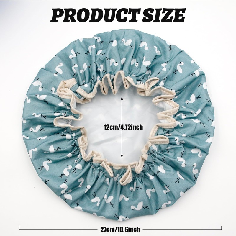 Shower Cap for Women, Elastic Band Waterproof Plastic Shower Cap,